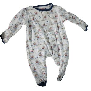 Magnetic Me White and Blue Footies One Piece 0-3 months EUC